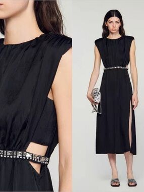 Sandro black embellished crystal cut out dress FIRM PRICE NO OFFERS CONSIDERED